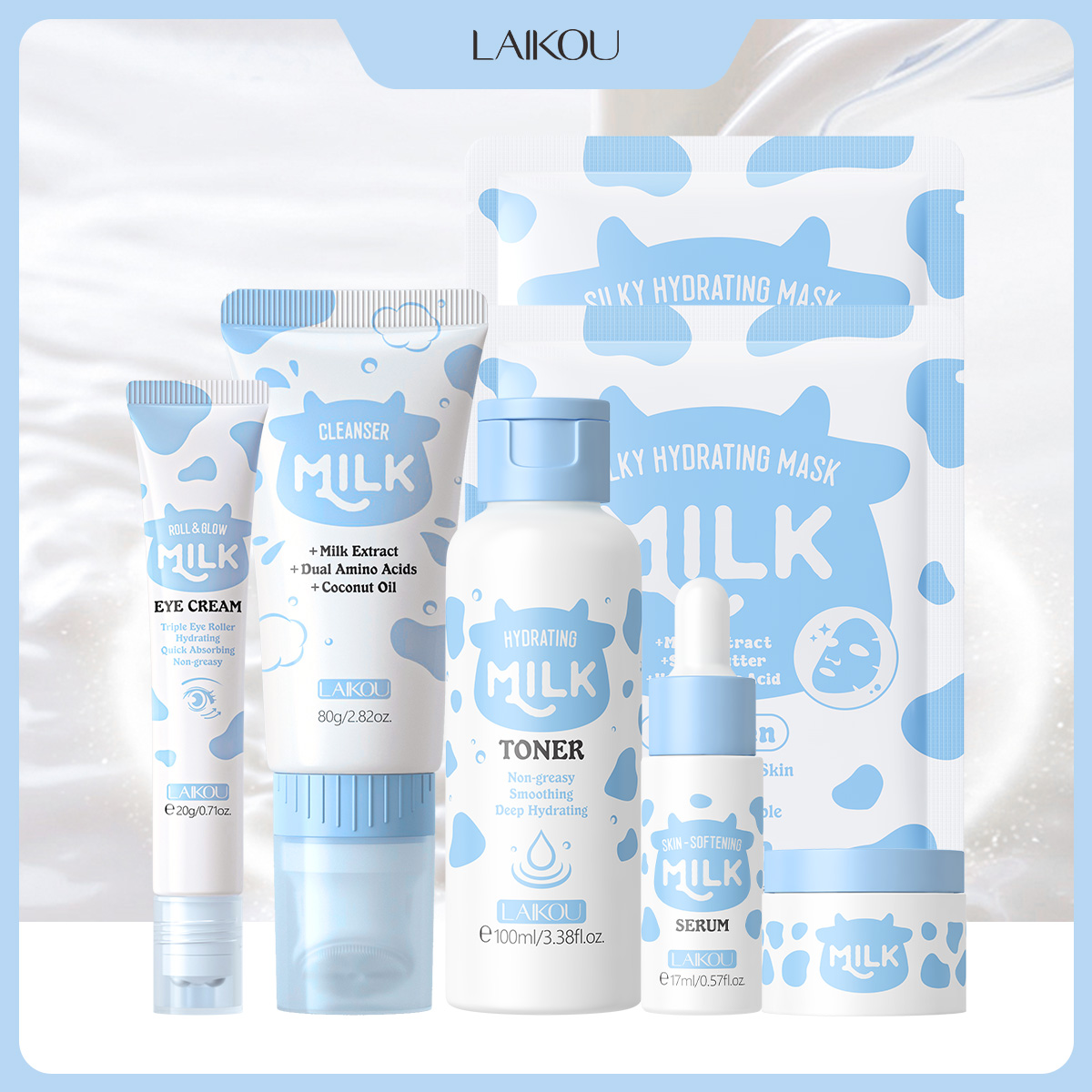 LAIKOU 6Pcs Milk Hydrating Ski - Skincare Glowing ulasan dan harga